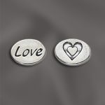 Sterling Silver 11mm Message Bead W/1.8mm Hole -  Double Sided - Love