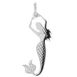Sterling Silver Diving Mermaid Charm w/ Open Jump Ring - 25mm