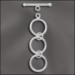 Sterling Silver 12mm Round Toggle Clasp w/ 3 Ring Extender