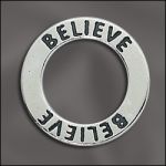 STERLING SILVER 22MM MESSAGE RING - BELIEVE