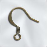 Bmp - Ear Wire.025"/.64Mm/22 Ga Round Wire Flat W/Coil (Antique Brass)