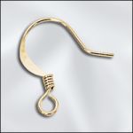 Base Metal Plated Ear Wire .025"/.64Mm/22 Ga Round Wire Flat W/Coil (Gold Plated)