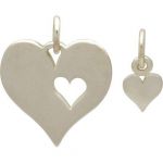 Sterling Silver Charm Mother Daughter Heart Cutout Set
