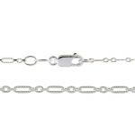 Sterling Silver Finished E-Coat Neck Chain - Patterned Long & Short Cable w/ Lobster Claw - 20"