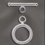 Sterling Silver 14mm Round Ribbed Toggle Clasp