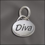 STERLING SILVER DOMED MESSAGE CHARM - "DIVA"