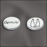 Sterling Silver 11mm Message Bead W/1.8mm Hole -Double Sided -Gemini