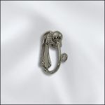 (D) Base Metal Antique Silver Plated Ear Clip with Open Ring - 4mm Half Ball