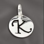 Sterling Silver Charm - 8MM Engraved Disc K