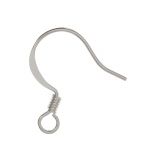 Base Metal Plated Ear Wire .025"/.64Mm/22 Ga Round Wire Flat W/Coil (Silver Plated)