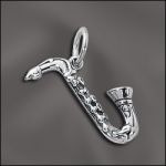 (D) Sterling Silver Charm - Saxophone