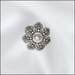 BASE METAL PLATED 9MM BEAD CAP (ANTIQUE SILVER)