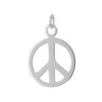 Sterling Silver Peace Sign Charm -  17.5x14mm