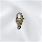Base Metal Antique Brass Plated Lobster Claw Clasp with Ring - 17mm