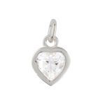 Sterling Silver Heart with CZ "AA" Crystal - 7mm