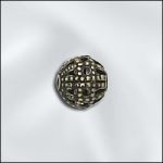Base Metal Antique Brass Plated 4mm Round Filigree Bead w/ 1mm Hole