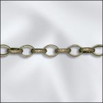 Base Metal Plated Oval Rolo Chain (Antique Brass)