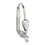 Base Metal Silver Plated Lever Back with Shell and Open Ring