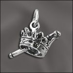 STERLING SILVER CHARM - CROWN & SCEPTER