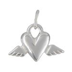 Sterling Silver Heart Charm with Wings - 10x14mm