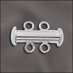 BASE METAL PLATED TUBE CLASP W/2 RINGS (SILVER PLATED)